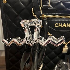 Rhinestone Accent Silver Hair Clip - Shaped Zigzag Design